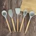 Bexcel 5 Piece Non-stick Silicone Kitchen Utensils Set Wood/Silicone in Blue/Brown | Wayfair Grey silicone five-piece Set