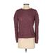 Sunday in Brooklyn Pullover Sweater: Burgundy Color Block Tops - Women's Size Small