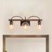 Breakwater Bay Barneys 3 - Light Dimmable Circular Glass Bath Wall Sconce Metal Wood Industrial Vanity Lighting Glass in Black | Wayfair