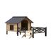 Tucker Murphy Pet™ Edeltraudt Brown/Black Wood Dog House Wood House in Brown/Gray | 32.67 H x 43.3 W x 66.92 D in | Wayfair