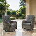 Wildon Home® Bonia Outdoor Wicker Rattan Swivel Rocking Patio Club Accent Chairs w/ Cushions in Gray/Brown | 35 H x 31 W x 33.2 D in | Wayfair
