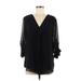 Calvin Klein Long Sleeve Blouse: Black Solid Tops - Women's Size Medium
