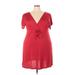 Casual Dress - Mini Plunge Short sleeves: Red Print Dresses - Women's Size 3X