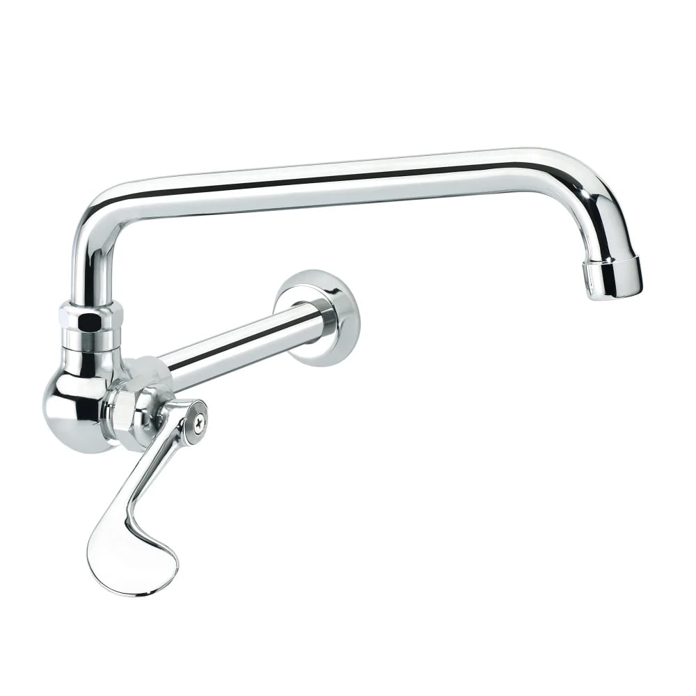 Krowne 12-171L Splash Mount Wok Faucet w/ 12" Swing Nozzle, Lever-type Handle, Silver Series