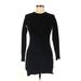 Zara Casual Dress - Bodycon Crew Neck Long sleeves: Black Print Dresses - Women's Size Small