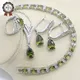 New Peridot Green Silver 925 Jewelry Set for Women with Bracelet Earrings Necklace Pendant Ring