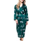 Panther Print Piped Mulberry Silk Robe