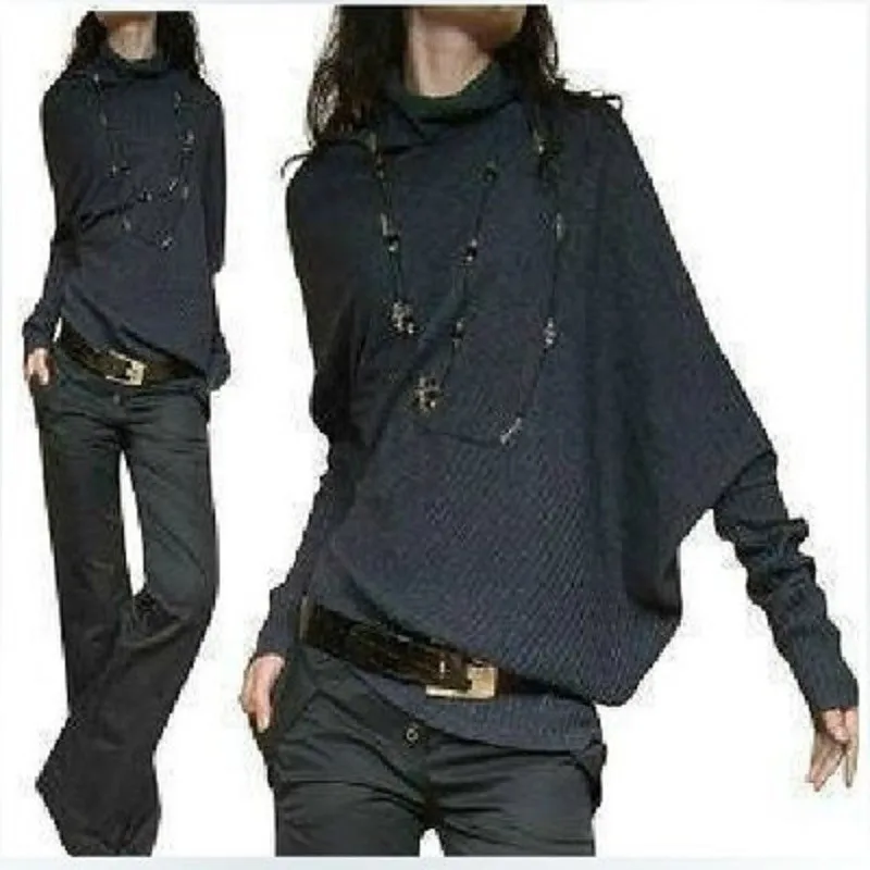 Women's Irregular Batwing Sweaters, Korean Style Knitwear, Girl Clothes, Plus Size, XXXL, Spring and Autumn Style, New
