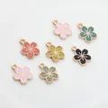 20pcs/lot Zinc Alloy Enamel Mini Cute Cherry Blossoms Flowers Charms For DIY Fashion Earrings