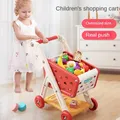26pcs/set Shopping Cart Toy Baby Small Trolley Children Play House Fruit Cut Music Kitchen