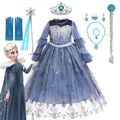2 4 6 8 10 Yrs Girls Princess Elsa Ball Gown Disney Frozen Snow Queen Party Dress Children Carnival