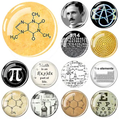 Science Chemical Molecule Refrigerator Magnets Math Pi Nikola Tesla Chemistry Experiment Glass Image