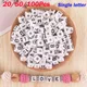 20/50/100Pcs White Square Cube Acrylic Letter Beads 10*10mm Single Alphabet Beads For Jewelry Making