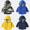 New Retail Children Coat 2021 Autumn Baby Boys Solid Zipper Hooded Coat Kids Outwear Infant Baby