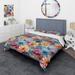 Designart "Multicolor Watercolor Fantasy Floral Pattern II" Cottage Bedding Cover Set With 2 Shams