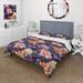 Designart "Pink & Purple Cosmic Mystic Floral Botanics Dream" Purple Cottage Bed Cover Set With 2 Shams