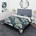 Designart "Asian Blue And White Orchids Floral Pattern III" Blue Cottage Bed Cover Set With 2 Shams