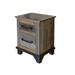 Lint 27 Inch Bedside Nightstand, Pine Wood, 2 Gliding Drawers, Gray, Brown