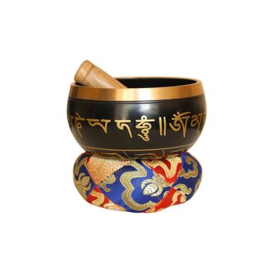 Cottage Handicraft - The Black Coloured Tibetan Singing Bowl Set | Handcrafted Sound Bowl for Meditation