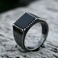 Beier neues Design 316l Edelstahl Herren Ring Siegel massiven Onyx Stein Ring einfache Mode Vintage