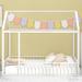 Full Size Bed House Bed Frame Kids Playhouse Beds w/ Fence, LIGHT GREY