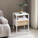 Nightstands Set of 2 with Charging Station White/ Natural Side Table