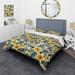 Designart "Yellow & Teal Gingham Charm Floral Pattern" Teal Cottage Bedding Cover Set With 2 Shams