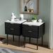 Nightstands Set of 2 with Gold Handles Imitation Marble Top Accent End Table Side Table for Bedroom Living Room