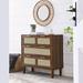 6 Drawer Dresser Rattan Door Wooden Dresser Chest with Golden Handles Storage Sideboard for Living Room Entryway