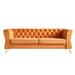 Living Room Tufted Loveseat Settee Velvet Accent Arms Loveseat Sofa , Modern Sleeper Loveseat Couch with Gold Bar Decoration