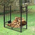 30 Heavy Duty Outdoor Firewood Rack Log Rack Double Row Splicing Firewood Holder Black