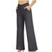 Posijego Women s Dress Pants Crossover High Waisted Wide Leg Casual Pants with Pockets Cozy Work Trousers