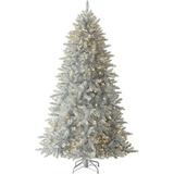Silver Artificial Christmas Tree | Luxe - Pure - 8 Ft | Pre-Lit With 650 LED Candlelight Clear Lights | Includes Tree Stand Storage Bag On/Off Foot Pedal Extra Bulbs & Fuses