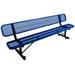 Patio Bench 8 Feet Rust-Proof Cast Iron Park Bench Outdoor Furniture Bench Seat Armrests Sturdy Steel Frame Front Porch Bench for Yard Balcony Porch & Poolside Garden Welcome Bench (Blue)