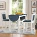 KAMIDA 3-Piece Dining Table Set - Counter Height Kitchen Table Set for 2 with Drop Leaf Dining Table and Upholstered Chairs for Small Place Dining Room Kitchen - White+Gray