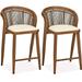 Bar Stool Set of 2 Outdoor Bar Stool with Back and Footrest Embedded Seat Cushion High Leg Structure Bar Stools Patio Garden Balcony Pool Bar Chairs