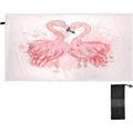 SKYSONIC Beach Towels 30 x60 Flamingos in Love Camping Towels Valentine s Day Sand Free Beach Towel Large Beach Towels Quick Dry Bath Travel Towels Pool Yoga Beach Mat for Men Women