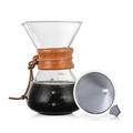 Tomshoo Reusable Glass Coffee Pot Manual Drip Brewer with Stainless Steel Filter 14oz