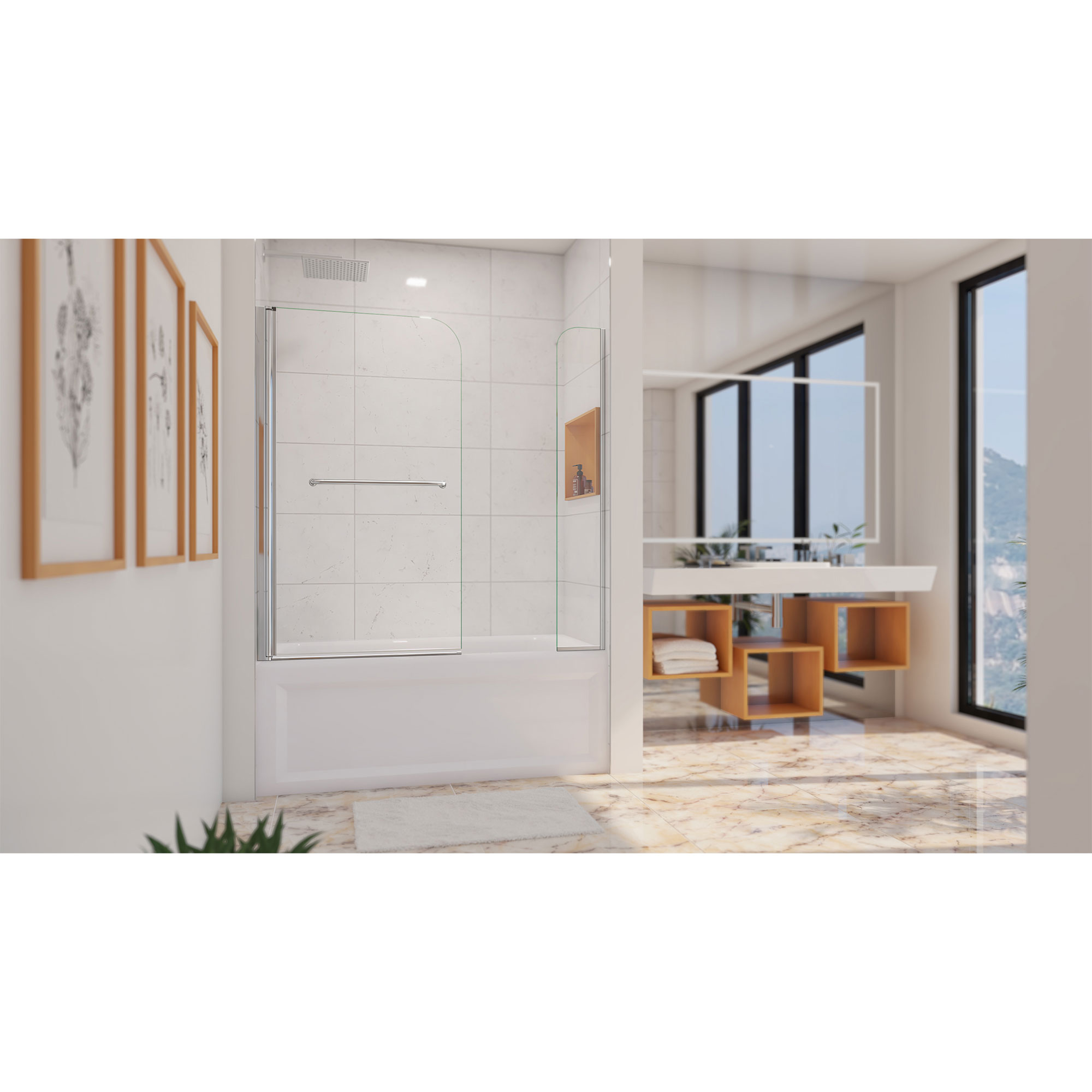 Dreamline DreamLine Aqua Swing 56 - 60 inch W x 58 inch H Frameless Swing Tub Door with Extender Panel in Chrome SHDR-3734580-EX-01