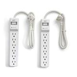 6-Outlet 2 USB Surge Protector Wall Mount White - 1200 Joules
