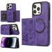 Dteck for Apple iPhone 13 Pro Detachable Wallet Case Shockproof Embossed with Card Holders for Women Men Magnetic PU Leather RFID Blocking Flip Kickstand Cover purple