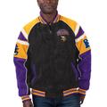 Men's G-III Sports by Carl Banks Black Minnesota Vikings Faux Suede Raglan Full-Zip Varsity Jacket