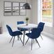 Lotus High Gloss Round Dining Table with 4 Arbor Chairs in Blue - Blue