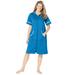Plus Size Women's Short French Terry Robe by Dreams & Co. in Pool Blue (Size 4X)