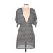 Jordan Taylor Casual Dress - Wrap: Gray Chevron Dresses - Women's Size Large