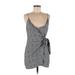 Cotton Candy LA Casual Dress - Wrap: Gray Plaid Dresses - Women's Size Medium