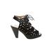 CL by Laundry Heels: Black Print Shoes - Women's Size 6 1/2 - Peep Toe