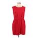 MNG Casual Dress - Mini Scoop Neck Sleeveless: Red Solid Dresses - Women's Size 10