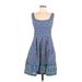 Nine West Casual Dress - A-Line: Blue Aztec or Tribal Print Dresses - Women's Size 8