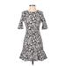 Express Casual Dress - A-Line Crew Neck 3/4 sleeves: Black Snake Print Dresses - Women's Size 4